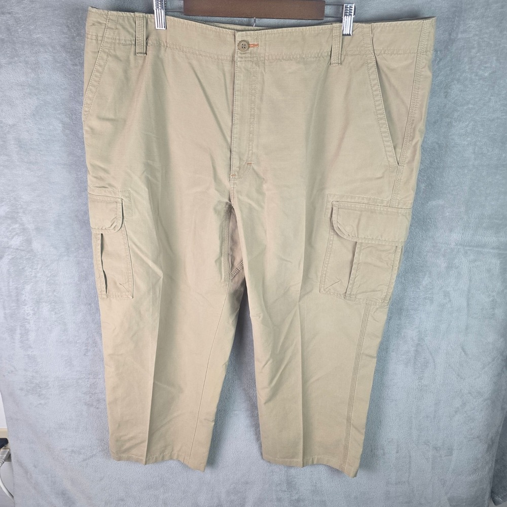 LL Bean Natural Fit Khaki Ripstop Cargo Pants Mens 44x29 Tan 503739